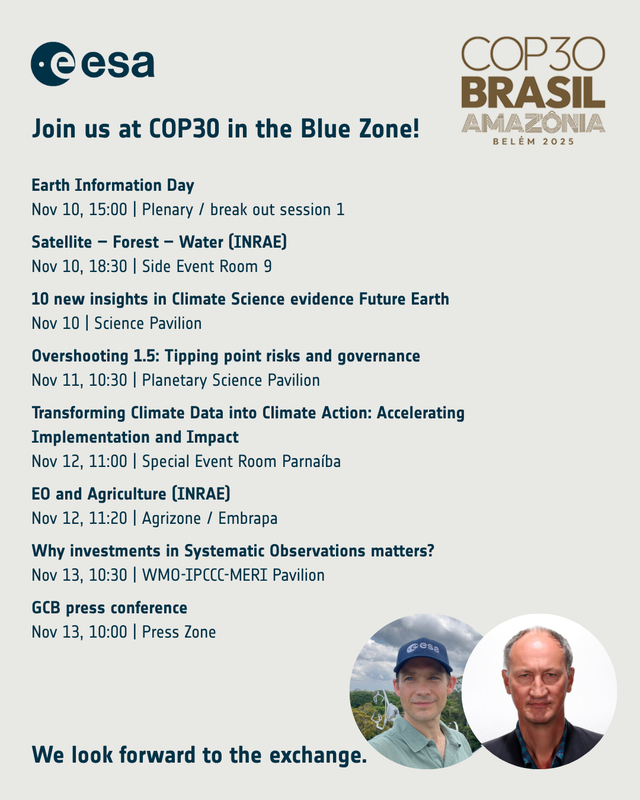 ESA sessions during the first week of COP30