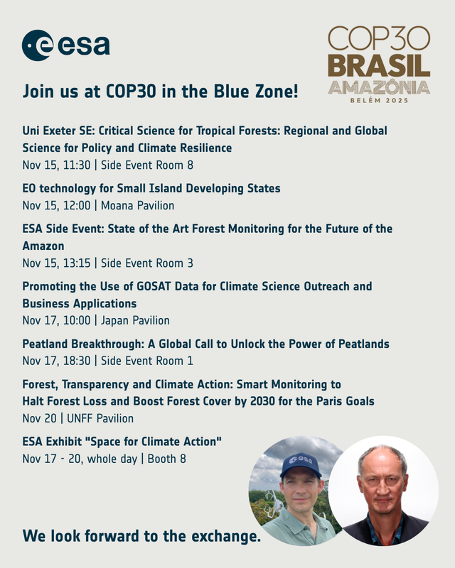 ESA sessions during the second week of COP30.