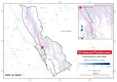 map - EO-detected flooded areas along the Bahr el-Jebel, South Sudan