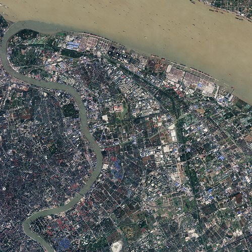 The Chinese city of Shanghai (Sentinel-2A image, 16 December 2015).  China's most populous city – with over 24 million people –  on the Yangtze River Delta