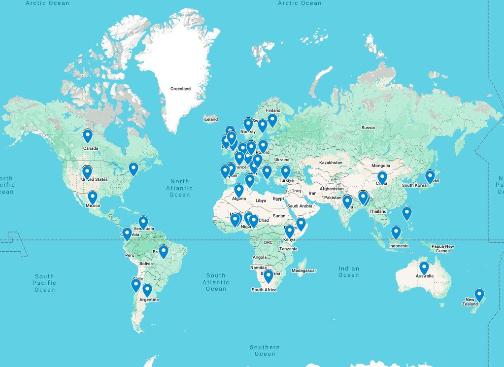 Map shows location of online participants