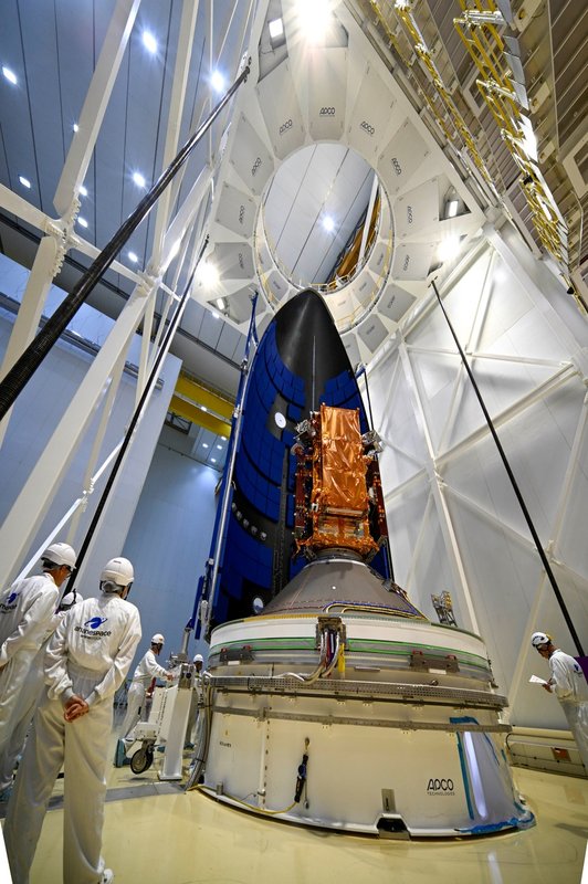 Sentinel-1D is prepared for launch and is already encapsulated inside the Ariane 6 rocket.